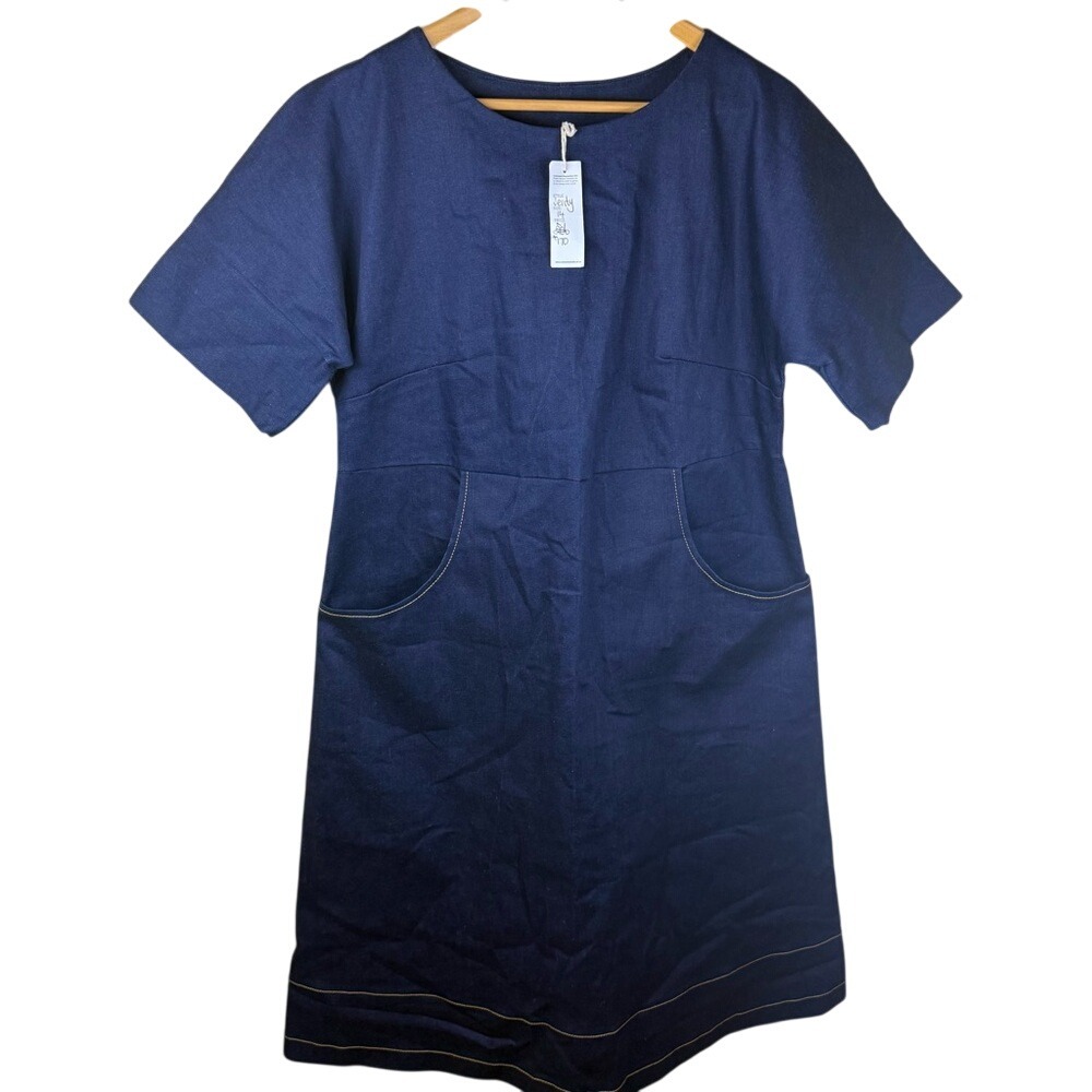 NWT Robyn Reynolds Size 14 Verity Shirt‎ Dress Denim Pockets Knee Length Office